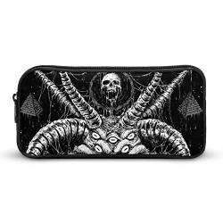 Lawenp Baphomet Satan Ziegen-Bleistift-Stiftetui, tragbar, großes Fassungsvermögen, Stifttasche, Schreibwaren-Organizer, Make-up-Tasche mit Reißverschluss von Lawenp