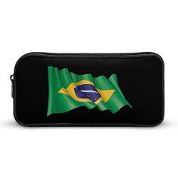 Lawenp Federmäppchen mit Brasilien-Flagge, tragbar, großes Fassungsvermögen, Stiftetui, Schreibwaren-Organizer, Make-up-Tasche mit Reißverschluss von Lawenp