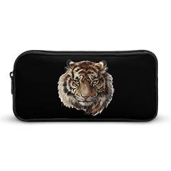 Lawenp Federmäppchen mit Tigerkopf-Motiv, tragbar, großes Fassungsvermögen, Stifttasche, Schreibwaren-Organizer, Make-up-Tasche mit Reißverschluss von Lawenp