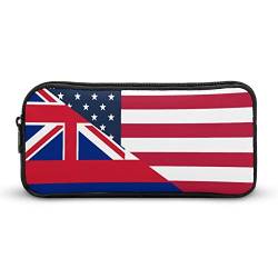 Lawenp Federmäppchen mit amerikanischer und Hawaii-Staatsflagge, tragbares Stiftetui mit großer Kapazität, Schreibwaren-Organizer, Make-up-Tasche mit Reißverschluss von Lawenp