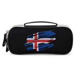 Lawenp Federmäppchen mit isländischer Flagge im Vintage-Stil, tragbare Stifttasche mit Reißverschluss, Reise-Make-up-Tasche, Schreibwaren-Organizer für das Heimbüro von Lawenp
