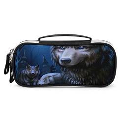 Lawenp Moon Wolf Federmäppchen, tragbare Stifttasche mit Reißverschluss, Reise-Make-up-Tasche, Schreibwaren-Organizer für das Heimbüro von Lawenp