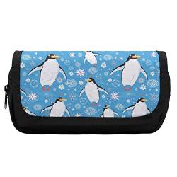 Love Cute Penguins Federmäppchen mit doppeltem Reißverschluss, Stifttasche, großes Fassungsvermögen, Stifthalter, Schreibwarentasche für Zuhause und Büro von Lawenp