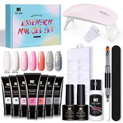 Poly Nagel Gel Starter Set mit UV Lamp Poly Nagelgel Set mit 7 Farben und Basislack&Decklack Maniküre Werkzeuge Nagelverlängerungen Geschenkset für Frauen (#2) von Layhou