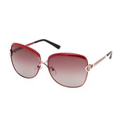 Layoners Juni Sonnenbrille, Damen-Sonnenbrille, Polarisiert, Anti-Glare, UV400 Schutz, Gleichmäßig Getönte Gläser, Übergröße (Rot) von Layoners