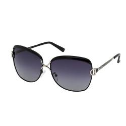 Layoners Juni Sonnenbrille, Damen-Sonnenbrille, Polarisiert, Anti-Glare, UV400 Schutz, Gleichmäßig Getönte Gläser, Übergröße (Schwarz) von Layoners