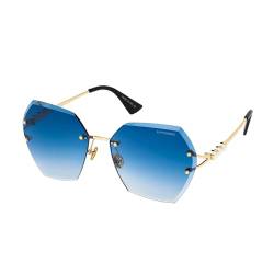 Layoners Xena Damen Sonnenbrille, UV400-Schutz, Dünne Verlaufsgläser, Übergröße, Rahmenlos, Universelle Passform (Blau) von Layoners