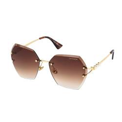Layoners Xena Damen Sonnenbrille, UV400-Schutz, Dünne Verlaufsgläser, Übergröße, Rahmenlos, Universelle Passform (Braun) von Layoners