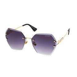 Layoners Xena Damen Sonnenbrille, UV400-Schutz, Dünne Verlaufsgläser, Übergröße, Rahmenlos, Universelle Passform (Schwarz/Violet) von Layoners