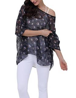 LazLake Damen Chiffon Bluse Lose Shirt Blumen Tunika Fledermaus Batwing Tops 286 von LazLake