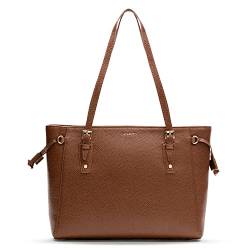 Lazarotti Bologna Leder Shopper Tasche Damen | Tote Bag mit seitlichen Kordelzügen | XL Schultertasche 36 cm von Lazarotti