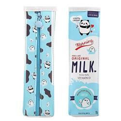 Lazmin112 Bleistiftbeutel, Niedlicher Stationärer Bleistiftbeutel, Cartoon Milk Stationery Bag Bleistiftetui, Mädchen für Junge Leute (Blau) von Lazmin112