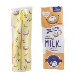 Lazmin112 Bleistiftbeutel, Niedlicher Stationärer Bleistiftbeutel, Cartoon Milk Stationery Bag Bleistiftetui, Mädchen für Junge Leute (Gelb) von Lazmin112