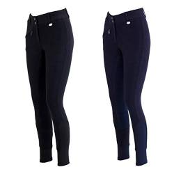 Lazura - Damen Reithose mit Vollbesatz & Hochbund ‎Comfort | Reitleggings in Nachtblau aus elastischer Baumwolle | High-Waist Vollbesatzreithose mit Tasche | Reitbekleidung | Reithose in Größe 36 von Lazura