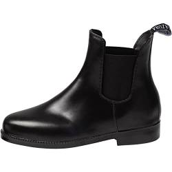 Lazura - Jodhpur Reitstiefelette Basic | Herren & Damen Stiefeletten | mit Elastikeinsatz & Pull-On | schwarze Chelsea Boots aus Kunstleder | Reitschuhe in Größe 43 von Lazura