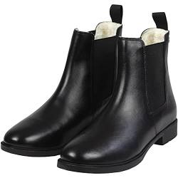 Lazura - Jodhpur Winter Reitstiefeletten Basic Plus | Kinder, Herren & Damen Stiefeletten | mit Fleece-Futter & Pull-On | schwarze Chelsea Boots aus Leder | Reitschuhe | Größe 39 von Lazura