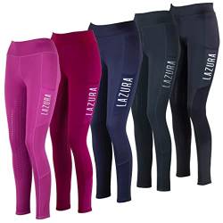 Lazura - Reitleggings für Damen Emilia | Vollbesatz aus Silikon | Vollbesatzreithose mit 2 seitlichen Handytaschen | Reithose in der Farbe Cranberry | Reitbekleidung in Größe 36 von Lazura