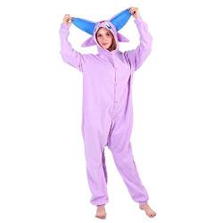 Lazutom Tier Cosplay Kostüme Onesies Pyjama Halloween Party Unisex-Adult Onepiece Nachtwäsche Weihnachten (M fit for Height 156-164CM (61"-64.5"), Purple Espeon) von Lazutom