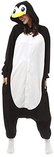 Lazutom Tier Cosplay Kostüme Onesies Pyjama Halloween Party Unisex-Adult Onepiece Nachtwäsche Weihnachten (S fit for Height 145-155CM (57"-61"), Penguin) von Lazutom