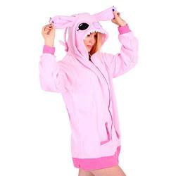 Lazutom Unisex Cartoon Cosplay Hoodies Frauen Anime Zipper Sweatshirt Jacke Mantel (Pink Stitch, Groß) von Lazutom