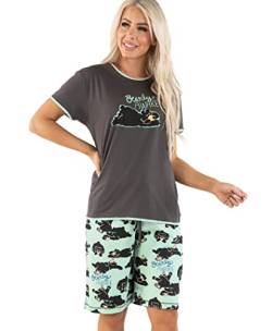 Lazy One Bermuda-Shorts und T-Shirt-Set, niedliches Pyjama-Lounge-Set für Damen, Sommer-Loungewear, Bearly Awake Bermuda-Set, L von Lazy One