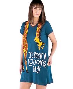 Lazy One Damen Nachthemd Lustiges V-Ausschnitt Schlafshirt für Frauen, Looong Day Nachthemd Giraffe, Large-X-Large von Lazy One