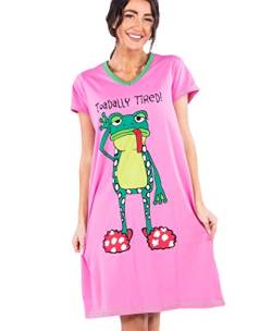 Lazy One Damen Nachthemd Lustiges V-Ausschnitt Schlafshirt für Frauen, Toadally Tired Nachthemd, Large-X-Large von Lazy One