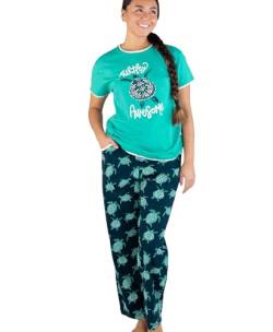 Lazy One Damen Pyjama-Set, kurze Ärmel mit niedlichen Drucken, entspannte Passform - - Large von Lazy One