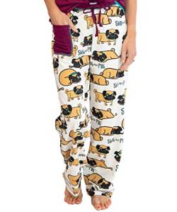 Lazy One Damen Pyjamahose Snug As A Pug XS von Lazy One