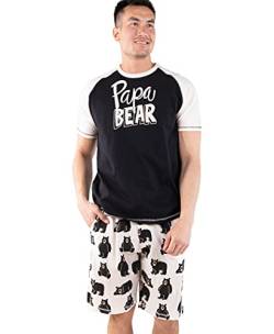 Lazy One Herren Schlafshorts Set, Passendes Nachtwäsche Hemd und Kurze Set für Herren, Baumwolle Pyjama Shorts und T-Shirt, Papa Bear Herren Short Set, Large von Lazy One