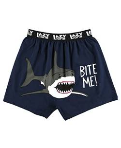 Lazy One Lustige Tierboxer, Neuheit Boxershorts, Gag Geschenke für Männer, humorvolle Unterwäsche für Männer, Wide Awake Sharks Boxershorts, XX-Large von Lazy One