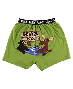 Lazy One Lustige Tierboxer, Neuheit Boxershorts, Humorvolle Unterwäsche, Gag Geschenke für Männer, Bauernhof-Boxer, Vorsicht vor Erdgas-Boxern, Medium von Lazy One