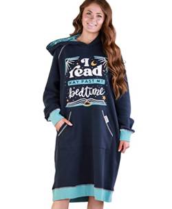 Lazy One Oversized Hoodie Sweatshirt, bequeme Loungewear, Bücher, Lesen (Read Past Bedtime, S/M) von Lazy One