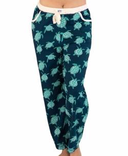 Lazy One Schlafanzug für Damen, niedliche Ozean-Pyjamahose und Oberteil separat erhältlich, Turtles Damen Pyjamahose, M von Lazy One