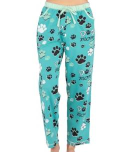 Lazy One Schlafanzug für Frauen, niedlicher Hunde- und Katzen-Pyjamahose und Oberteil separat erhältlich, Dog Mom Damen Pyjamahose, XS von Lazy One