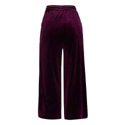 Lazzboy Jogginghose Damen Sporthose Frauen Gold Samt Hose Lose Weites Bein Mit Weitem Causal Pant Lang Yoga Hosen Freizeithose Laufhosen Trainingshose S-6XL (Wein,XL) von Lazzboy Store