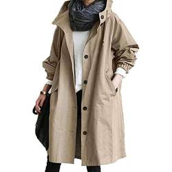 Lazzboy Winterjacke Damen Winter Loose Hooded Wild Windbreaker Bequeme Mantel Outwear Outdoorjacke übergangsjacke Mit Kapuze Herbstparka Jacke (Khaki,5XL) von Lazzboy Store