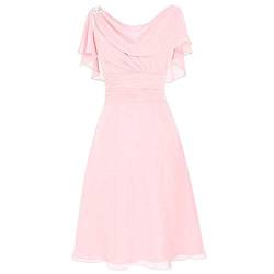 Lazzboy Cocktailkleid Damen Frauen Formelle Hochzeit Brautjungfer High-Taille Party Ball Ballkleid Ballkleider Mit Spitzen V-Ausschnitt Cocktailkeider Kurz ärmel(Rosa,XL) von Lazzboy