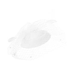 Lazzboy Fascinator Damen Hut Elegant Haarbänder Hochzeit Tea Party Hüte Mit Federn Schleier Stirnband Clip Cocktail Mesh Braut Kopfschmuck Kirche Haarschmuck Headwear (Weiß) von Lazzboy