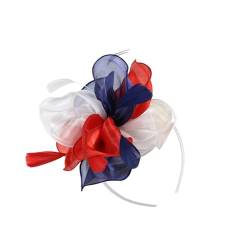 Lazzboy Fascinator Damen Stirnbänder Für Frauen Karneval Hut Feder Blumen Haarschmuck Brautschmuck Haar Cocktail Party Kirche Hochzeit Festival Blume Mesh Federn Kopfschmuck (Dunkelblau) von Lazzboy