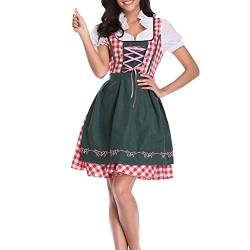 Lazzboy Frauen Dirndl Kleid Bayerisches Bierfest Cosplay Kostüme Kleider Damen Oktoberfest Kostüm Bier Mädchen Maid Dress Dienstmädchen Stickerei(Grün,L) von Lazzboy