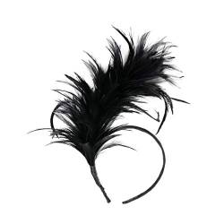 Lazzboy Haarbänder Damen Kostüm Kopfschmuck Feder Mode Haarspangen Haarreif Kopfbedeckungen Blumenkranz Braut Schleier Kranz Hochzeit Haarschmuck Stirnband Cosplay (Schwarz) von Lazzboy