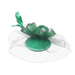 Lazzboy Kopfschmuck Damen Fascinator Karneval Kostüm Fascinators Stirnbänder Hut Feder Mesh Blume Vintage Cocktail Hochzeit Tee Party Für Frauen Und Mädchen (Grün) von Lazzboy