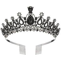 Lazzboy Stirnbänder Für Frauen Crown Stirnband Kopfbedeckung Haarschmuck Dekor Damen Little Girls Brautbraut Prinzessin Geburtstag Hochzeitsfest Prom Halloween Kostümparty (Schwarz) von Lazzboy