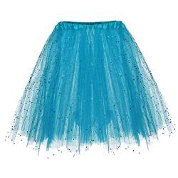 Lazzboy Tutu-Rock Womens Paillette Elastischer 3-lagiger kurzer Rock (Himmelblau) von Lazzboy