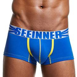 Lazzboy Unterhose Unterwäsche Herren Sexy Shorts Herren Boxer Soft Slip(XL,Blau) von Lazzboy