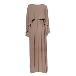 Lazzboy Vintage Women Abaya Long Maxi DRE Arab Jilbab Muslim Robe Islamic Kaftan Muslim Kleider, Damen Lange Arabische Muslimische Islamischer Dubai Kleidung(Beige,2XL) von Lazzboy