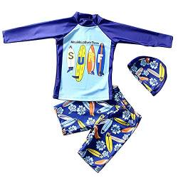 Lazzon Kinder Badebekleidung Langärmliges Badeanzug 2er Set Badeshirt Badeshorts UV-Schutz 50+ Bademode Schwimmanzug für Jungen Mädchen,Skateboard,86-92 von Lazzon