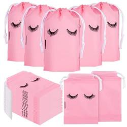Lckiioy 100 StüCk Wimperntaschen für Kunden Wimpern Goodie Bags für Kunden Wimpern Nachsorge WimpernverläNgerung Make-Up Rosa von Lckiioy