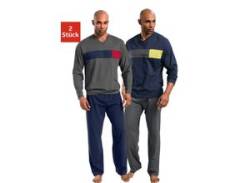 Pyjama LE JOGGER Gr. 44/46, blau (marine, grau) Herren Homewear-Sets Pyjamas von Le Jogger